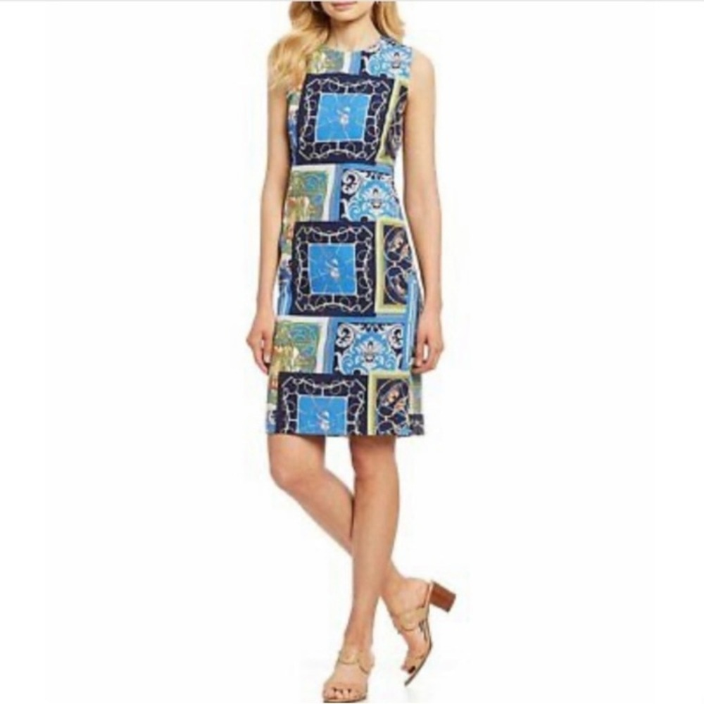 J. McLaughlin Blue Multi Print Sleeveless Mini Dress